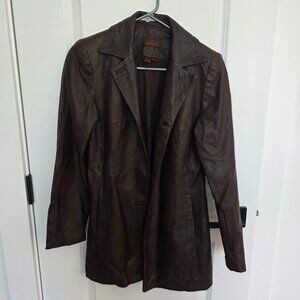 Danier Leather Button-Up Trench/Blazer (4–6) – Classic Brown